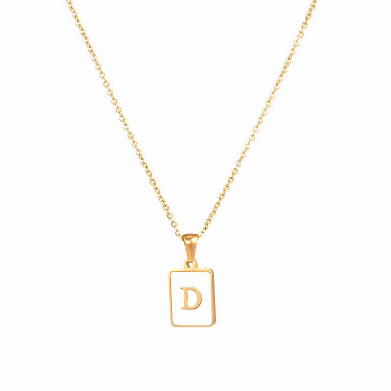 Wholesale Square Stainless Steel Gold Alphabet Necklaces