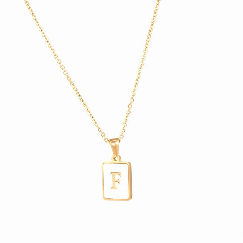 Wholesale Square Stainless Steel Gold Alphabet Necklaces