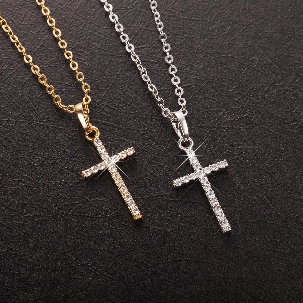 Wholesale Square Zircon Cross Alloy Necklace