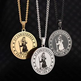 Wholesale St. Christopher Stainless Steel Travel Amulet High-end Niche Necklaces