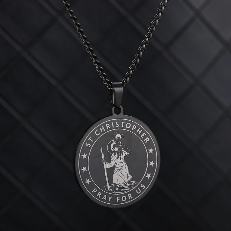 Wholesale St. Christopher Stainless Steel Travel Amulet High-end Niche Necklaces