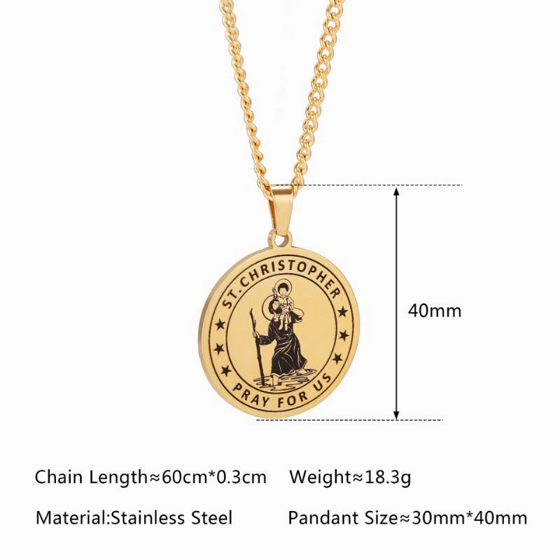 Wholesale St. Christopher Stainless Steel Travel Amulet High-end Niche Necklaces