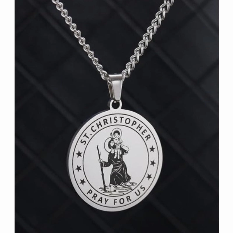 Wholesale St. Christopher Stainless Steel Travel Amulet High-end Niche Necklaces