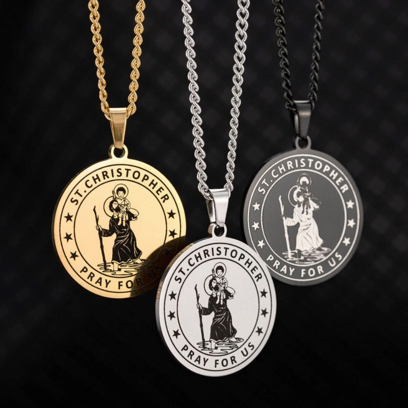 Wholesale St. Christopher Stainless Steel Travel Amulet High-end Niche Necklaces