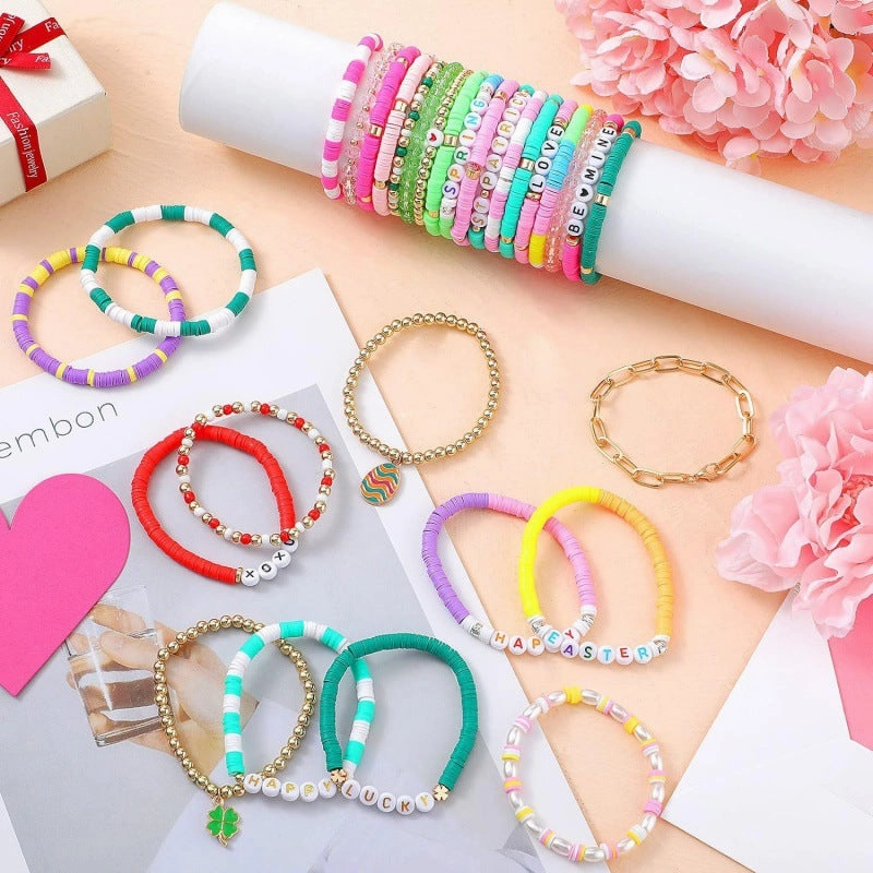 Wholesale St. Patrick's Day Easter Valentine's Day Shamrock Resin Beaded Bracelet