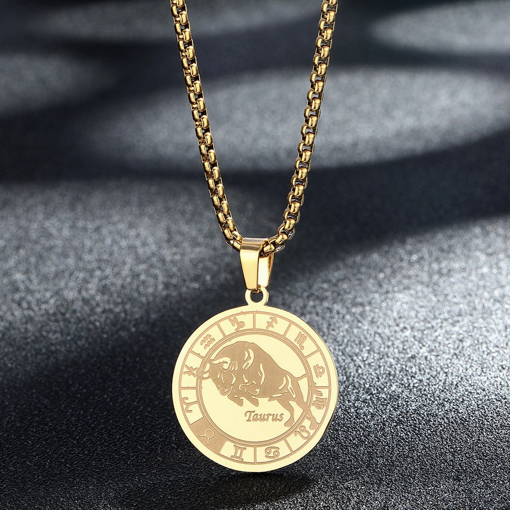 Wholesale Stainless Steel 12 Constellation Pendant Necklace