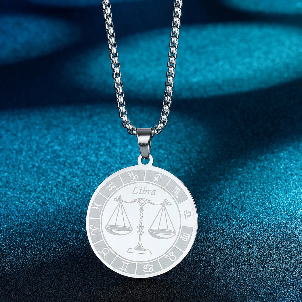 Wholesale Stainless Steel 12 Constellation Pendant Necklace