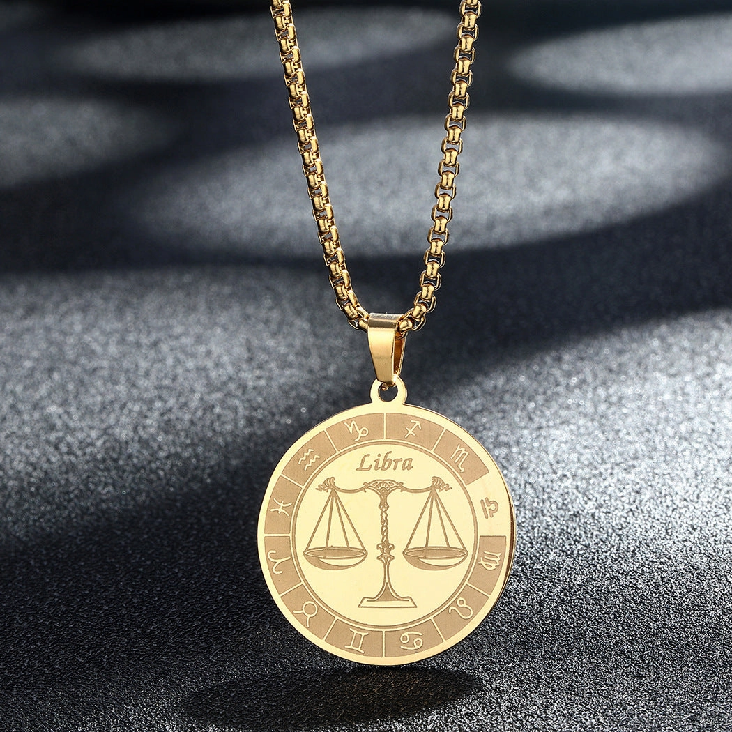 Wholesale Stainless Steel 12 Constellation Pendant Necklace
