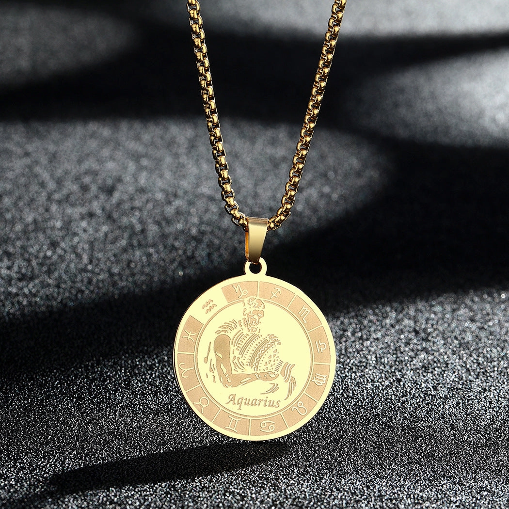 Wholesale Stainless Steel 12 Constellation Pendant Necklace