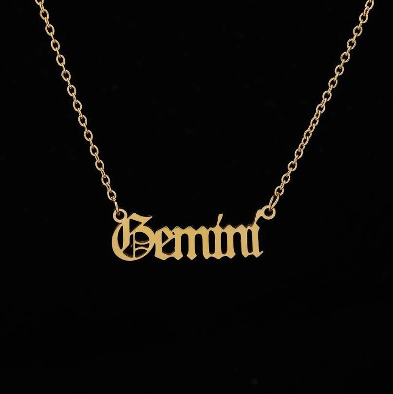Wholesale Stainless Steel 12 Constellations English Letter Necklace