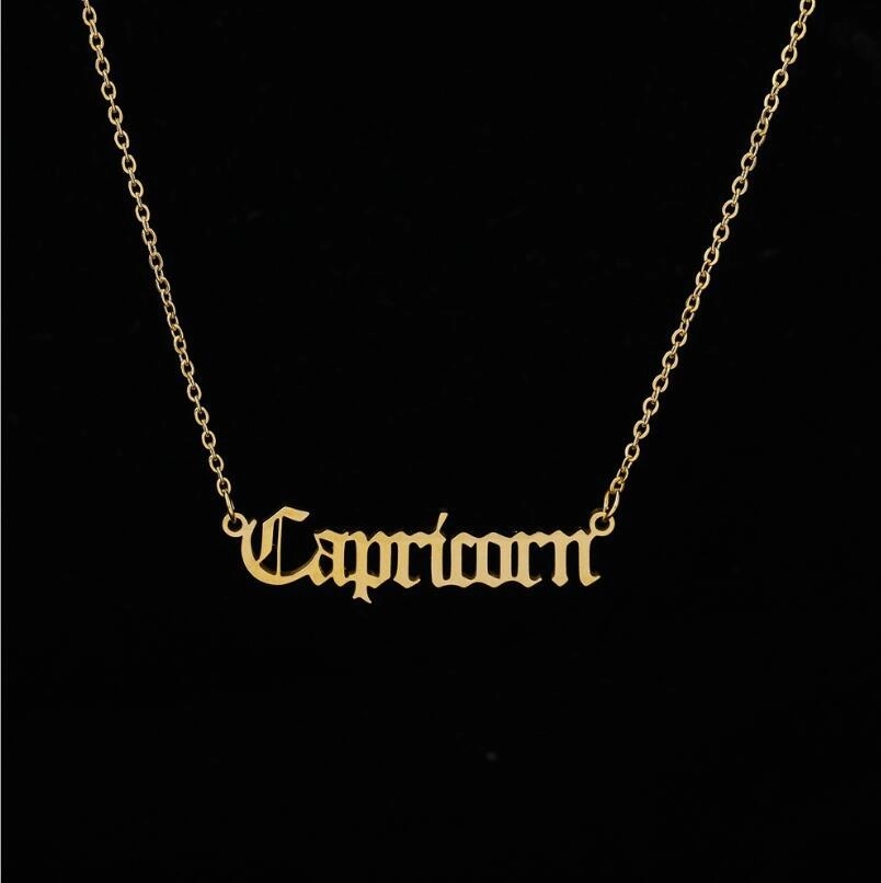 Wholesale Stainless Steel 12 Constellations English Letter Necklace