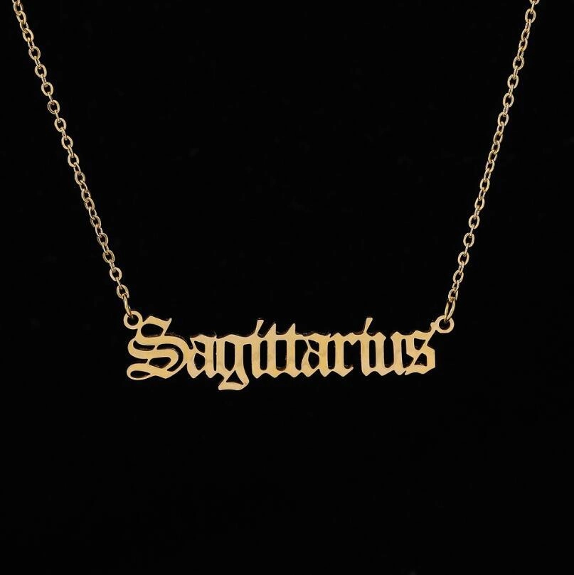 Wholesale Stainless Steel 12 Constellations English Letter Necklace