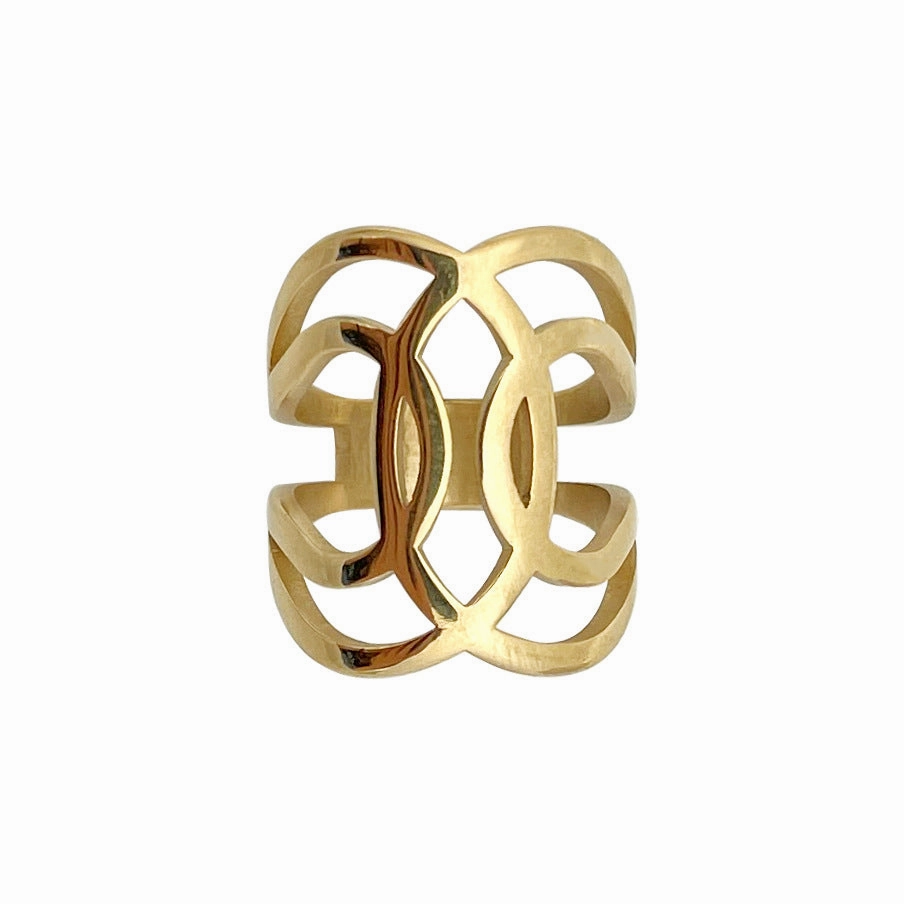 Wholesale Stainless Steel 14K Geometric Ring Gold Plating