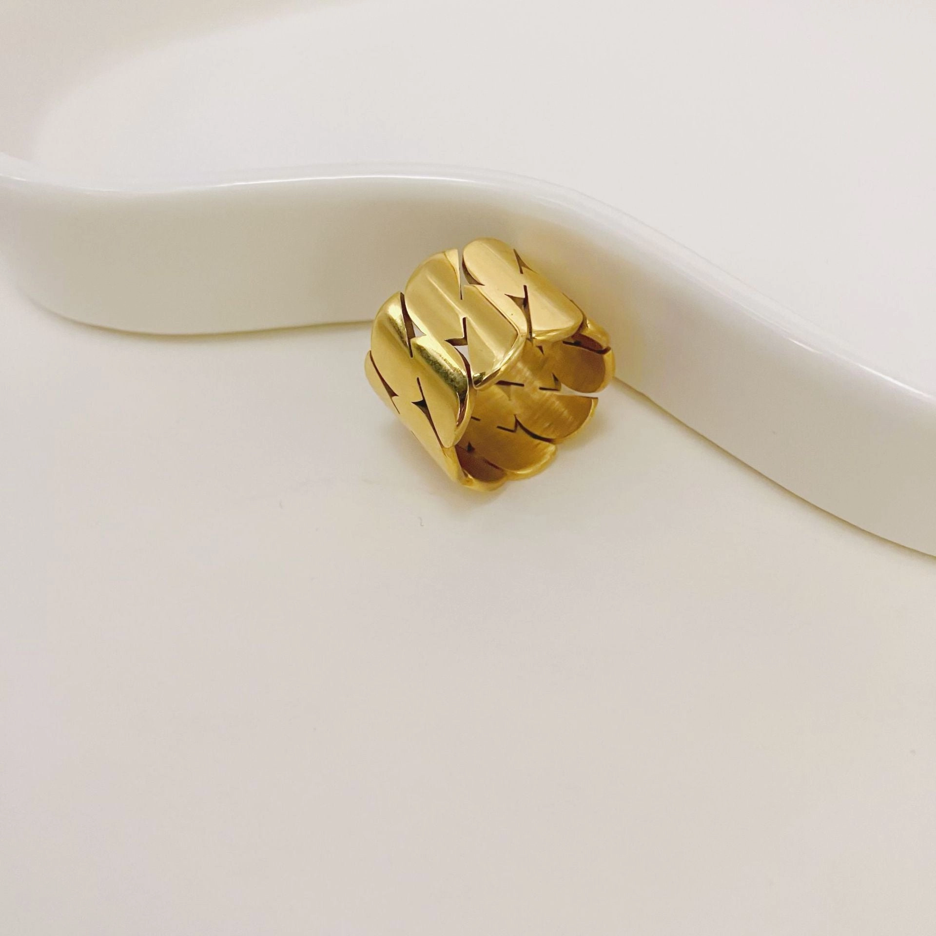 Wholesale Stainless Steel 14K Geometric Ring Gold Plating