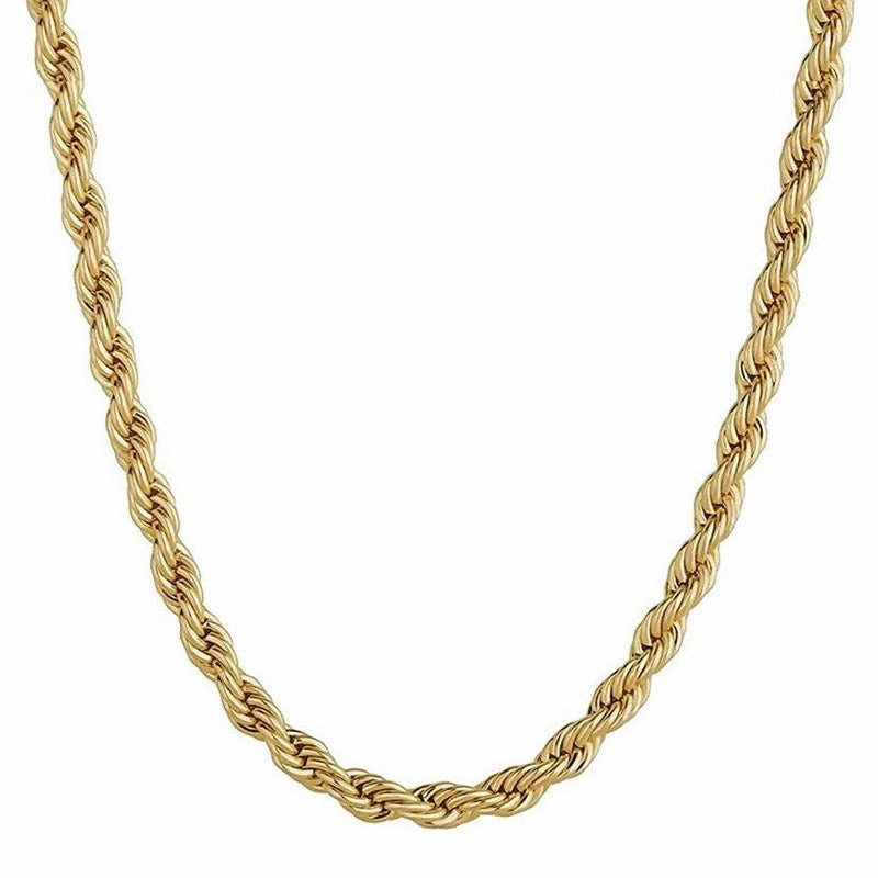 Wholesale Stainless Steel 18k Gold Hip-hop Fashion Twist Chain No Fading Titanium Steel Necklaces
