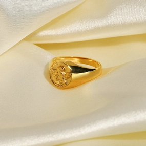 Wholesale Stainless Steel 18k Gold Plated Round Angel Ring
