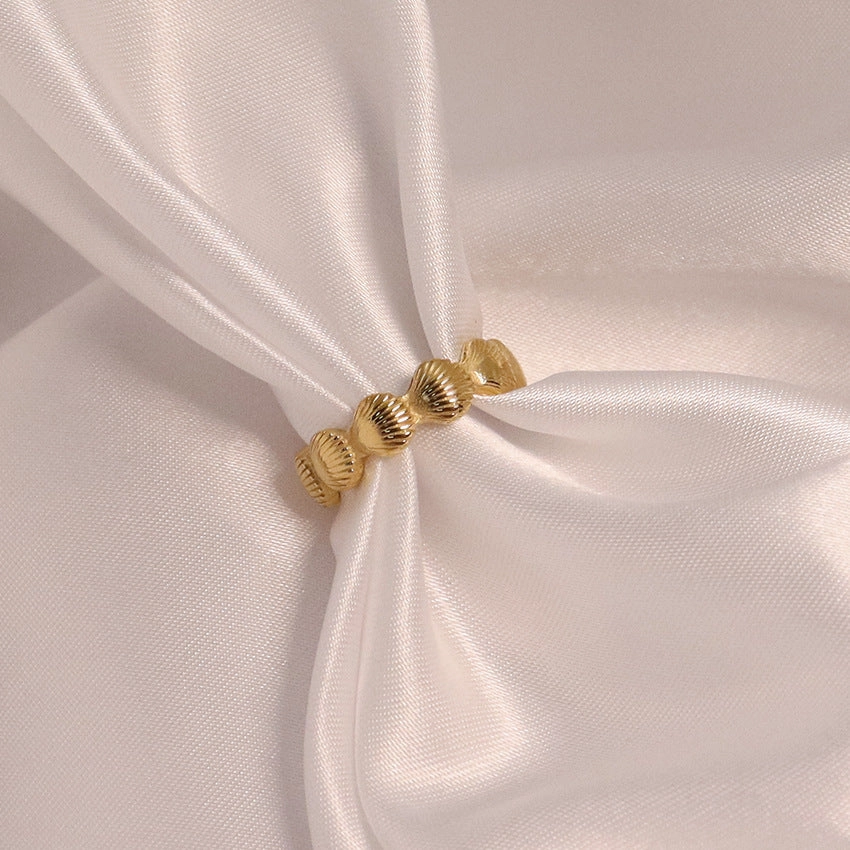 Wholesale Stainless Steel 18k Gold Plated Seashell Ring