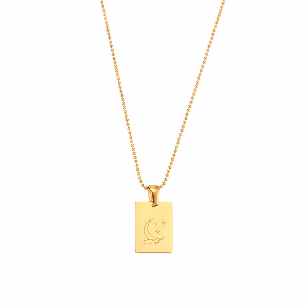 Wholesale Stainless Steel 18K Gold Plated Square Sign Gesture Necklace