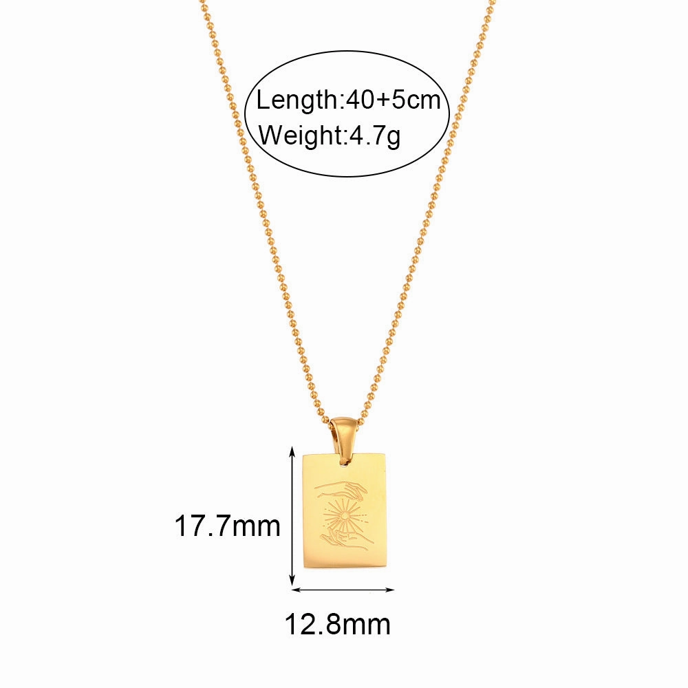 Wholesale Stainless Steel 18K Gold Plated Square Sign Gesture Necklace