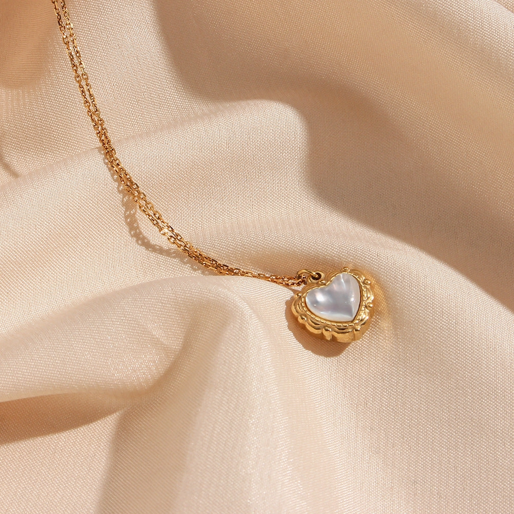 Wholesale Stainless Steel 18K Gold Plated Vintage Shell Love Necklace
