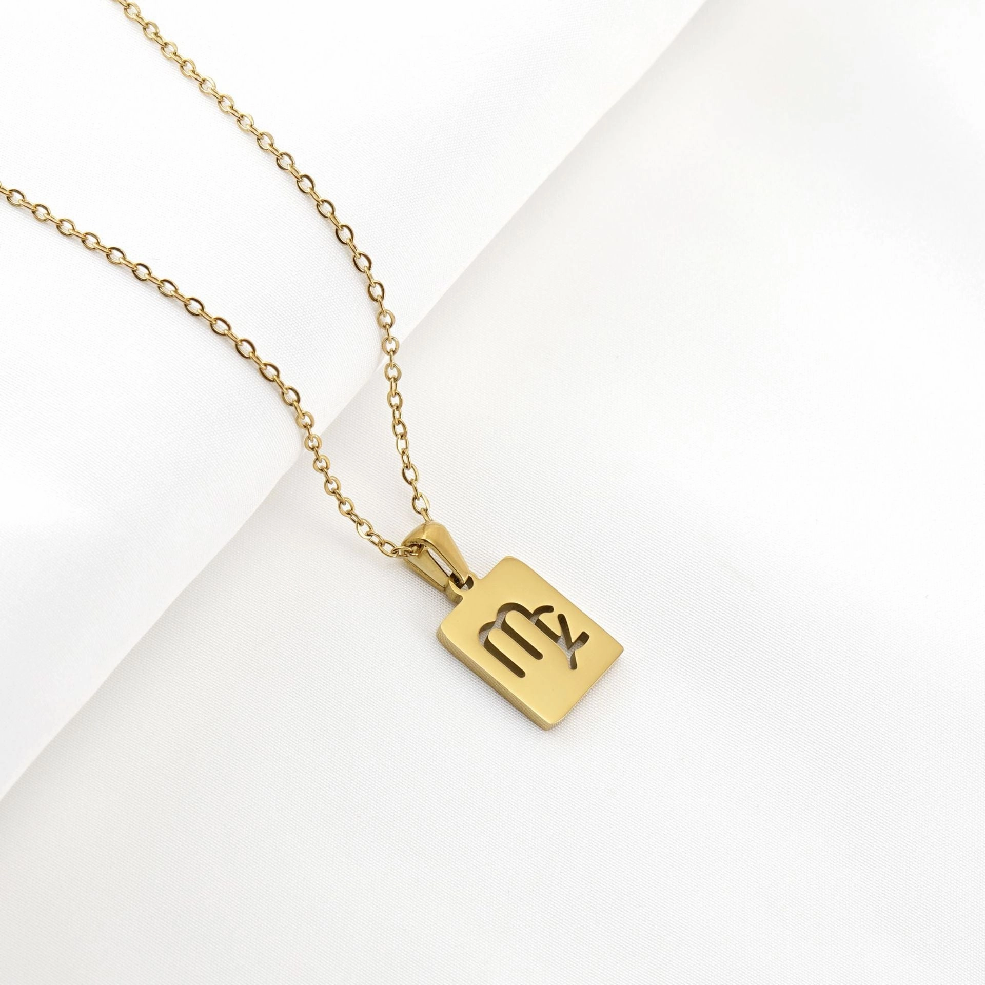 Wholesale Stainless Steel 18K Gold Square Hollow Twelve Constellation Pendants Necklaces