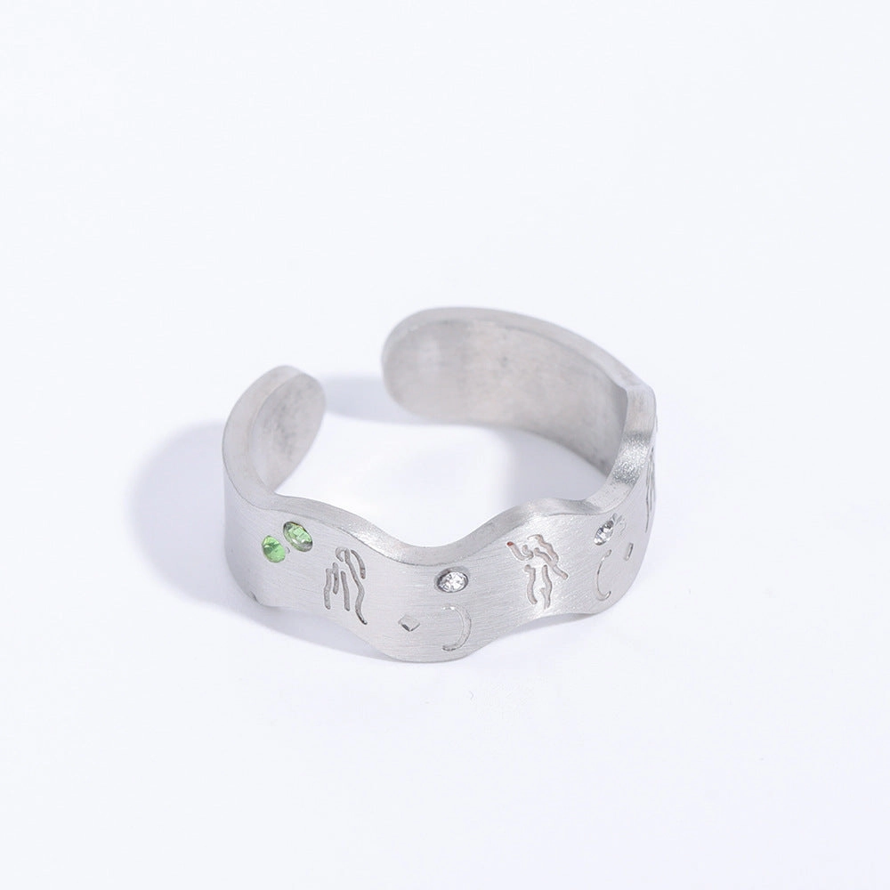 Wholesale Stainless Steel 18K Real Gold Goddess of Wisdom Ring
