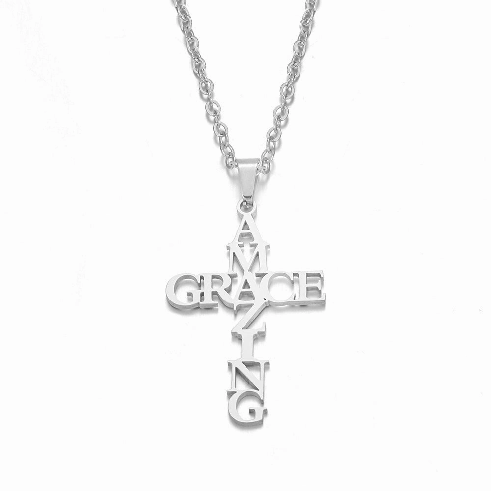 Wholesale Stainless Steel Amazing Grace Necklace