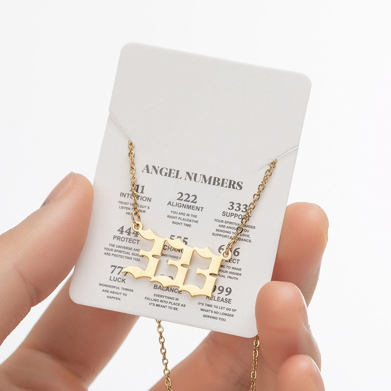 Wholesale Stainless Steel Angel Lucky Number Pendant Necklace