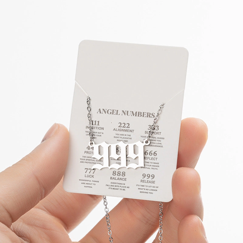 Wholesale Stainless Steel Angel Lucky Number Pendant Necklace