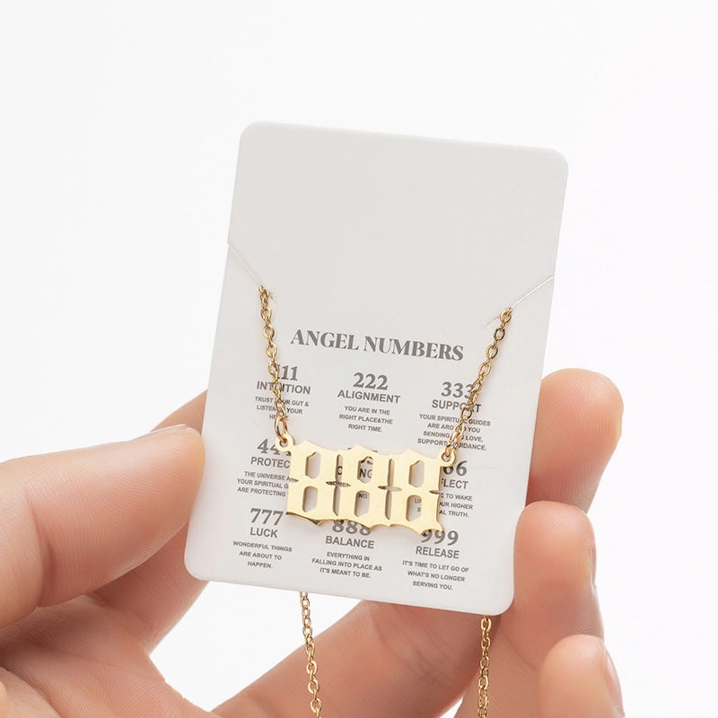 Wholesale Stainless Steel Angel Lucky Number Pendant Necklace
