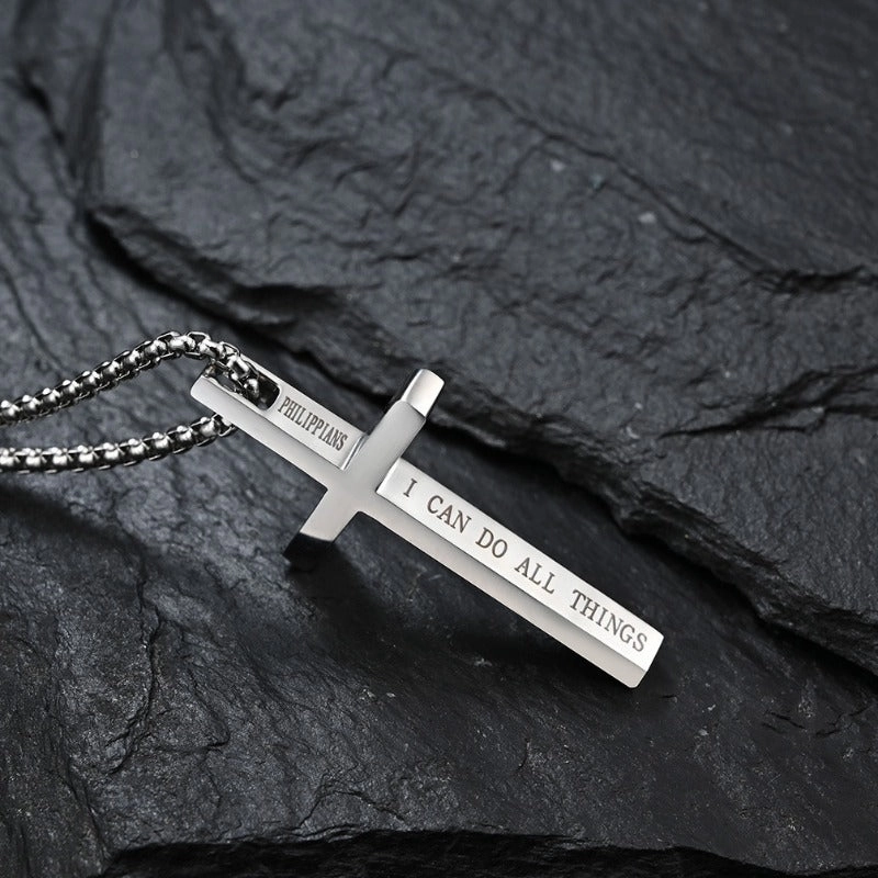 Wholesale Stainless Steel Bible Verse Cross Verse Cross Necklaces
