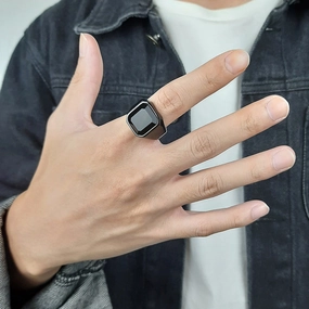 Wholesale Stainless Steel Black Onyx Rings