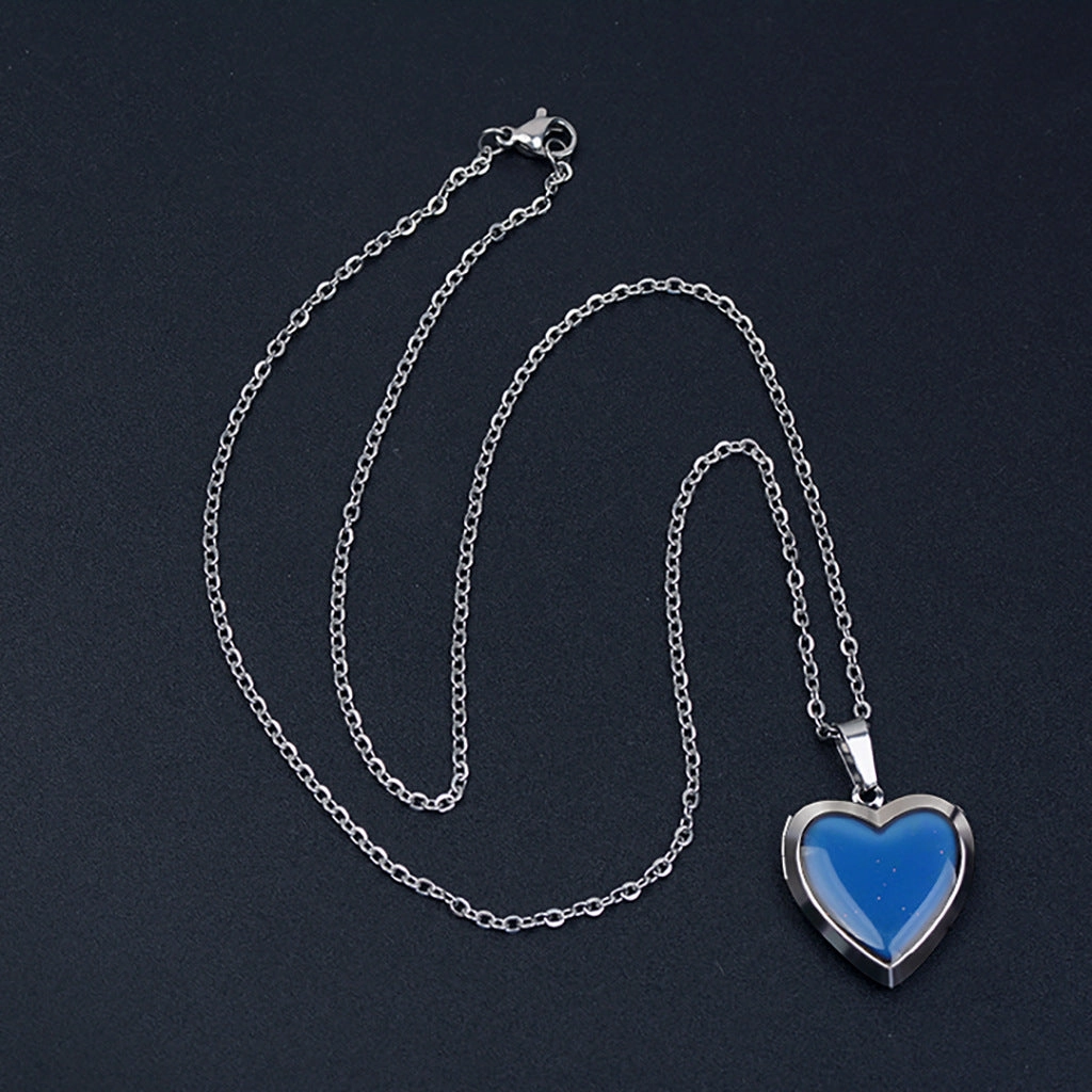 Wholesale Stainless Steel Chain Love Photo Box Temperature Sensitive Color Changing Necklaces
