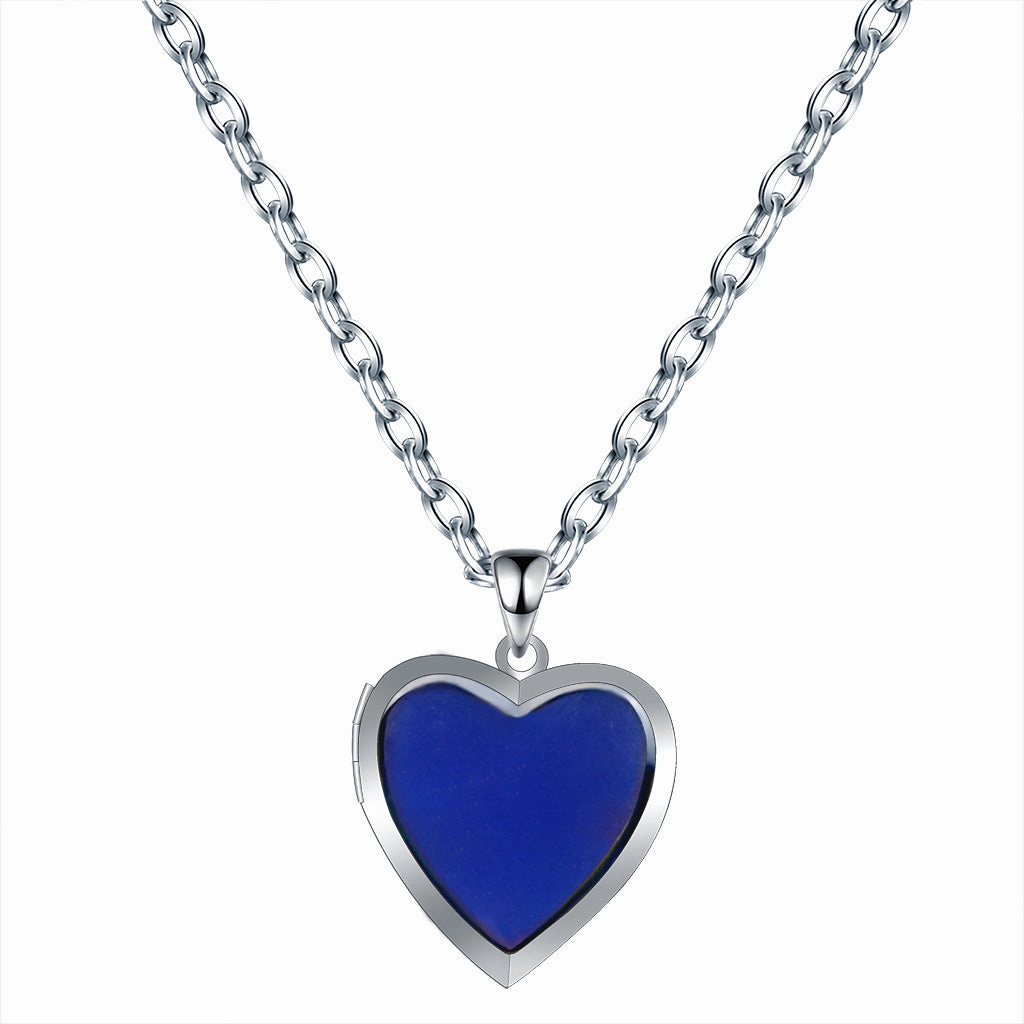 Wholesale Stainless Steel Chain Love Photo Box Temperature Sensitive Color Changing Necklaces