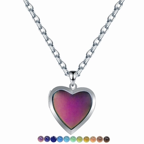 Wholesale Stainless Steel Chain Love Photo Box Temperature Sensitive Color Changing Necklaces