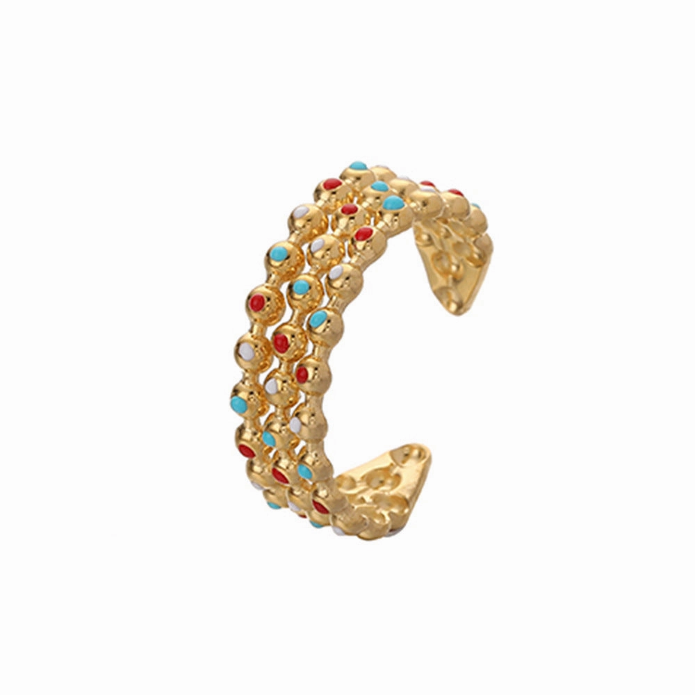 Wholesale Stainless Steel Color Oil Dripping Love Opening Adjustable Ring