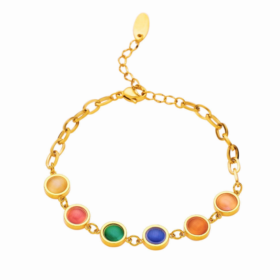 Wholesale Stainless Steel Colored Opal Titanium Steel Bracelet