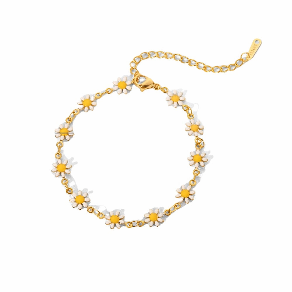 Wholesale Stainless Steel Colorful Small Daisy Chain Bracelet