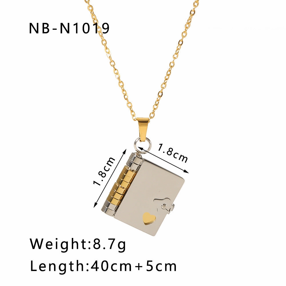 Wholesale Stainless Steel Couple Heart Book Necklaces