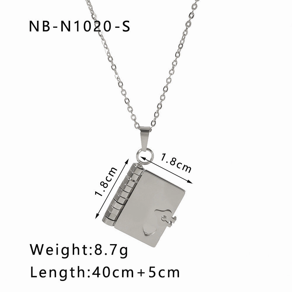 Wholesale Stainless Steel Couple Heart Book Necklaces