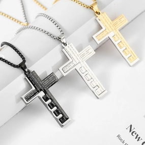 Wholesale Stainless Steel Cross Hip-hop Personality Fashion Snake Bone Chain Titanium Steel Necklaces