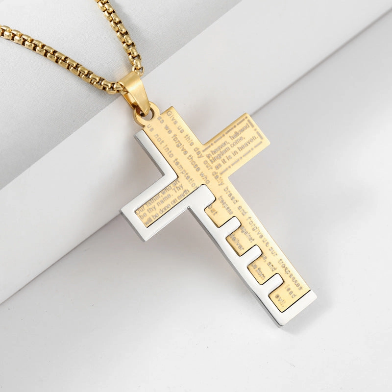 Wholesale Stainless Steel Cross Hip-hop Personality Fashion Snake Bone Chain Titanium Steel Necklaces