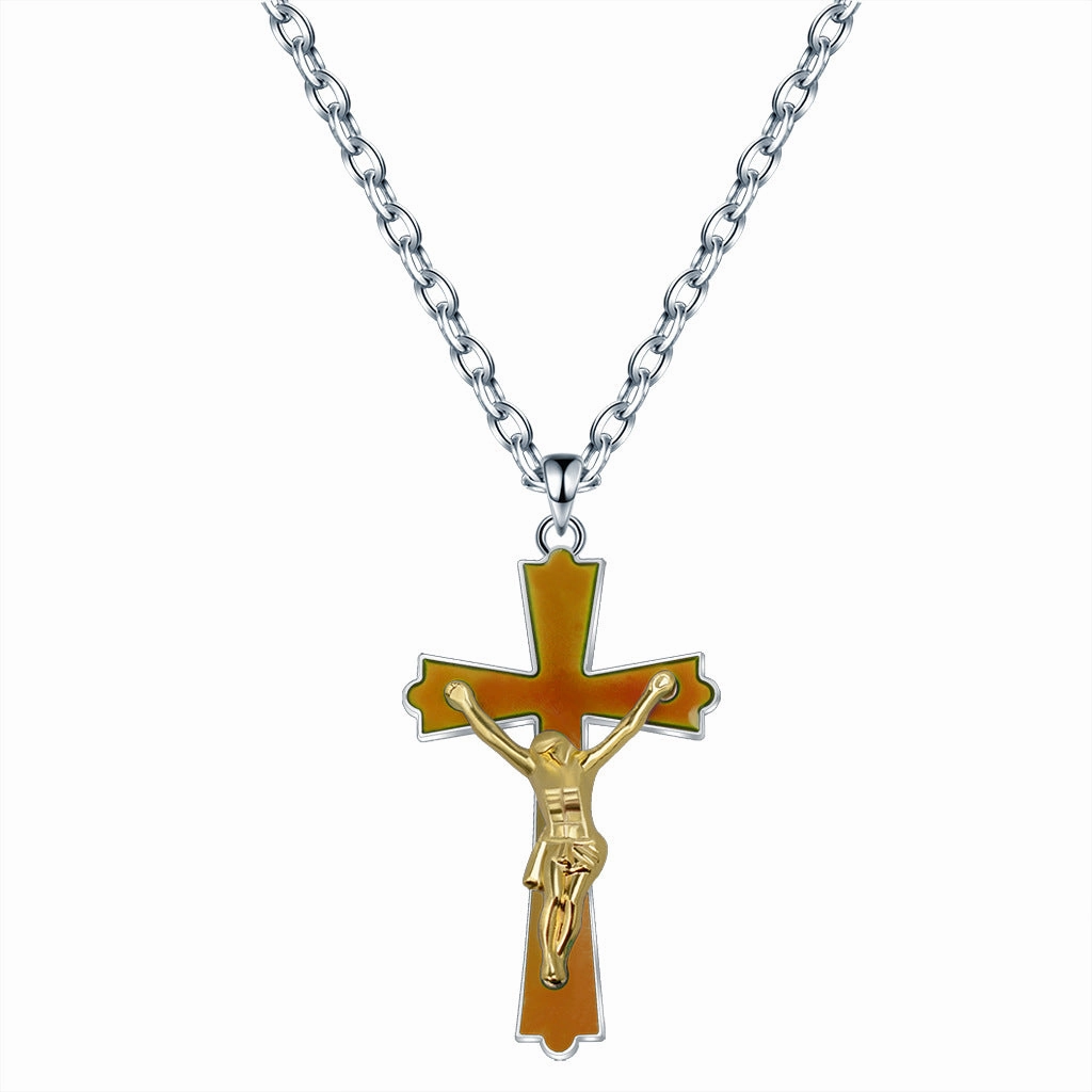 Wholesale Stainless Steel Cross Thermochromic Necklaces