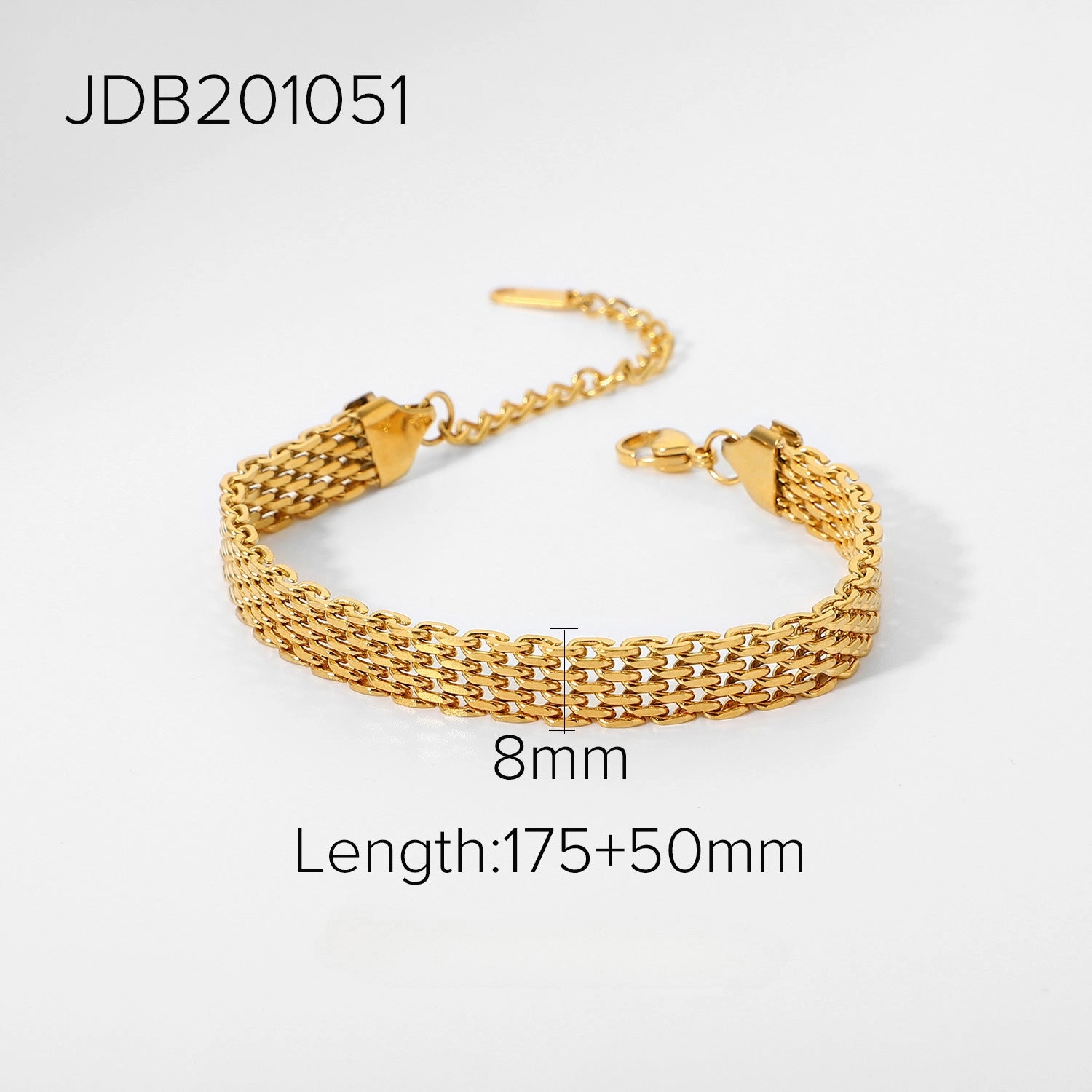 Wholesale Stainless Steel Cuba Mesh Belt Titanium Steel Gold Plated Wide Bracelet