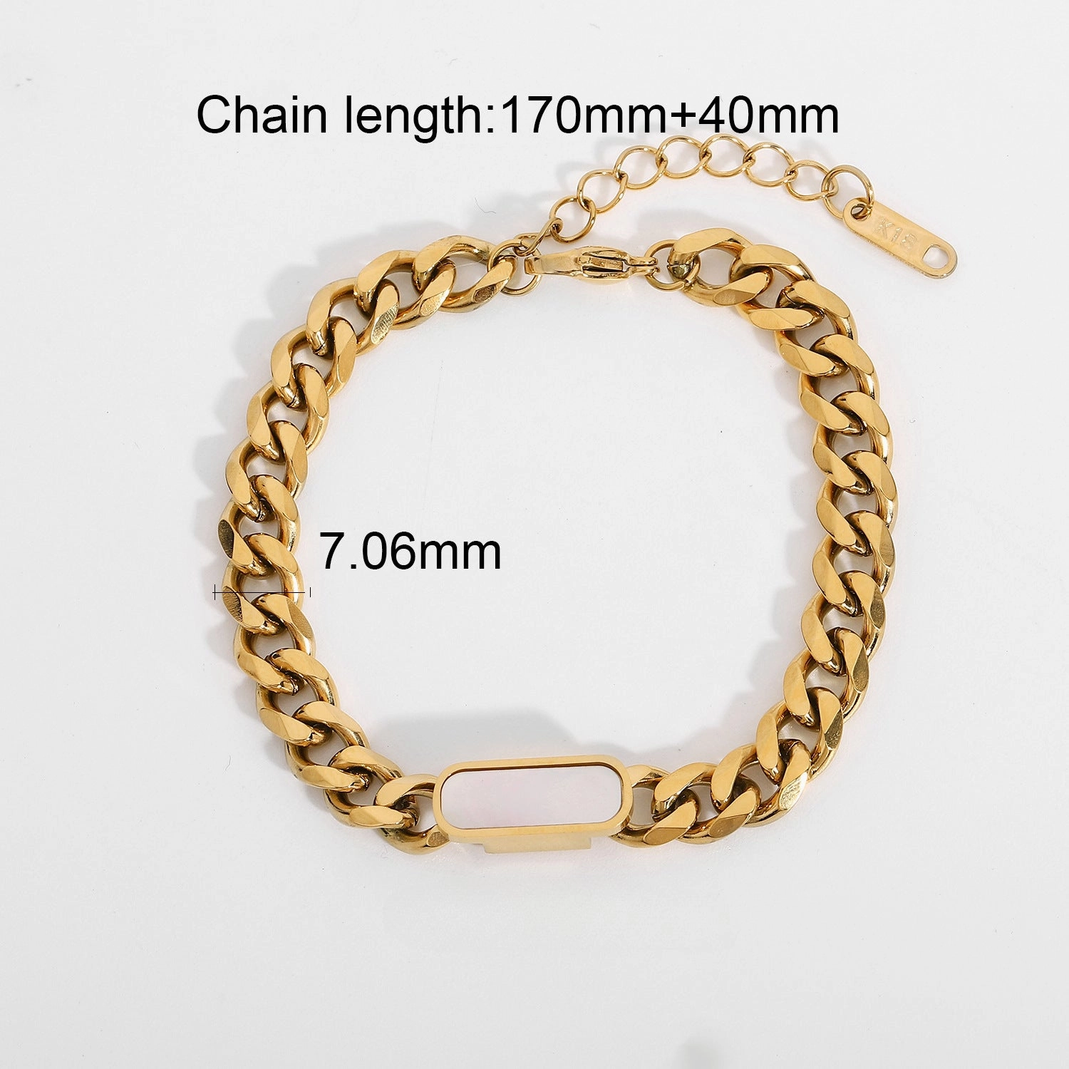Wholesale Stainless Steel Cuban Chain Titanium Steel Gold Plated 18K Bracelet