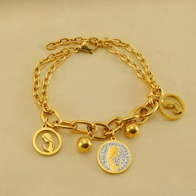Wholesale Stainless Steel Cutout 18K Double Layered Bracelet