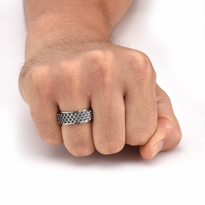 Wholesale Stainless Steel Dragon Scale Rotatable Ring
