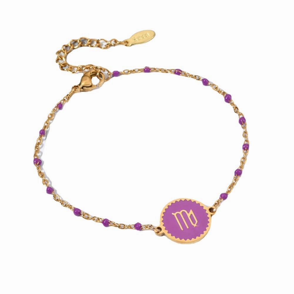 Wholesale Stainless Steel Drip Oil 12 Constellation Pattern Bracelet