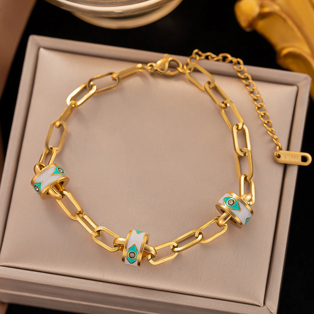 Wholesale Stainless Steel Drip Oil Painted Titanium Steel Bracelet
