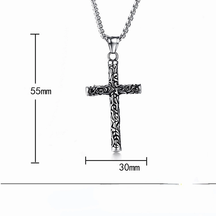 Wholesale Stainless Steel Engraved Vintage Cross Necklace